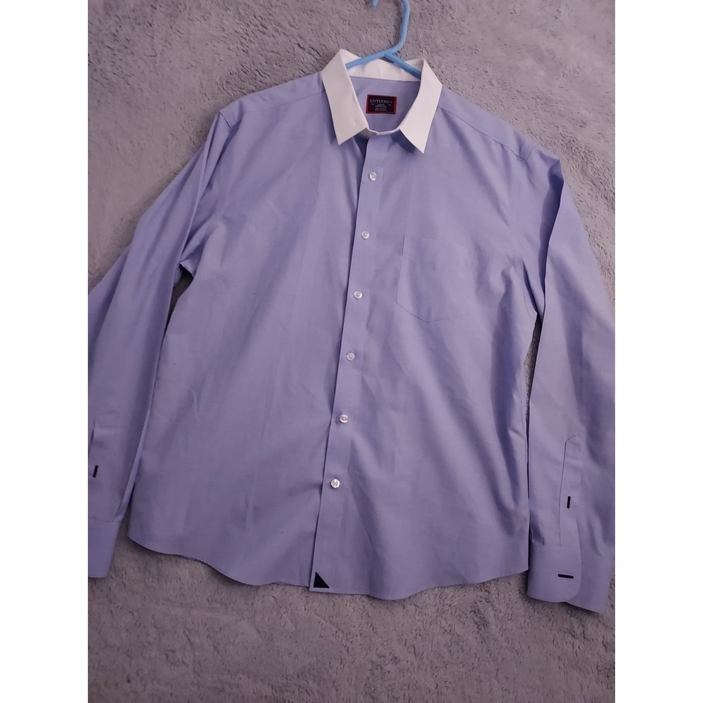 Untuckit Shirt Mens Large Banker Shirt 100% Cotton Contrasting Trim Cotton Prepp